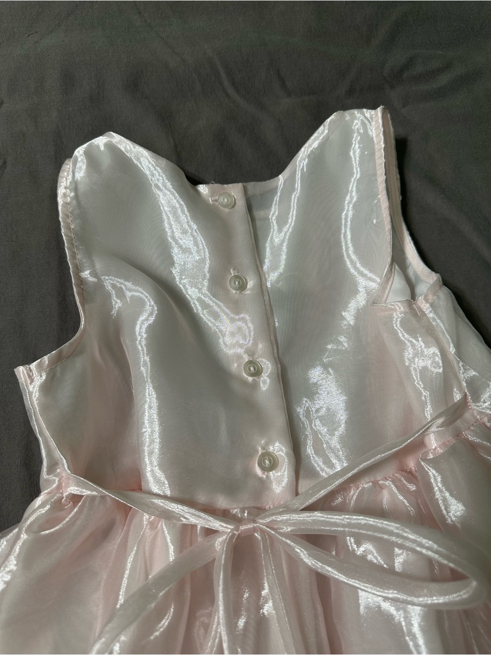Little Girls' Shimmer Pink Floral Belted Dress - Picture 7 of 10